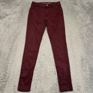 American‎ Eagle Extreme Legging Women's 2 26x28 Purple AEO Sateen Jeans Stretch